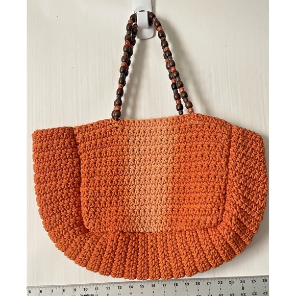 FREE PEOPLE Take Me To Tulum Tote - Orange Ombré, Beaded Handles, Beach Bag NWOT - Picture 8 of 8